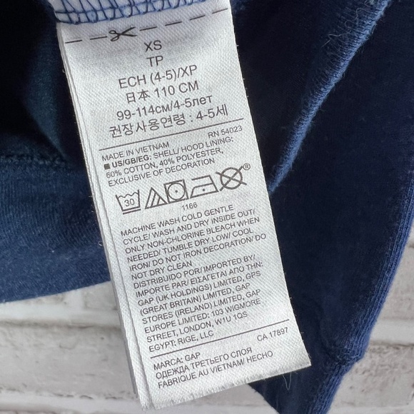 |•GAP KIDS•| Cute Navy Full Zip Hoodie Sequined 'GAP' Front - Picture 5 of 5